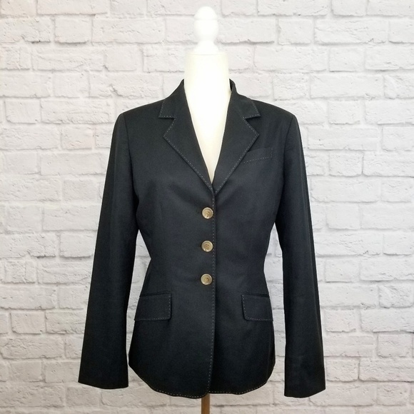 Anne Klein black 3 buttons pockets classic style lined blazer women's size 6 - Picture 2 of 9